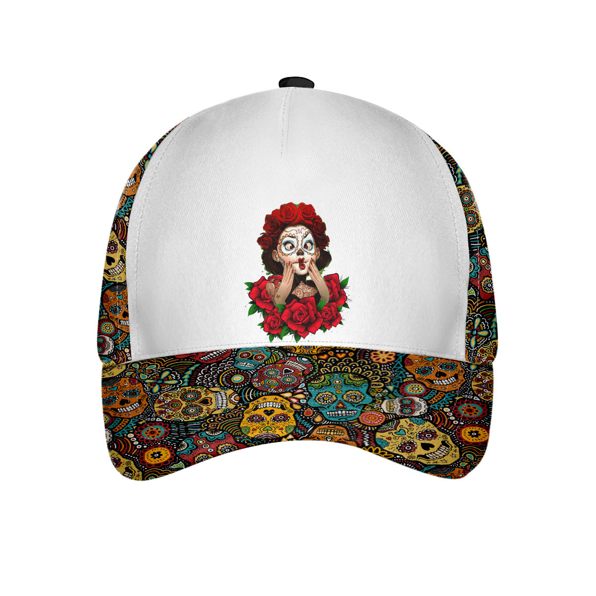 Day Of The Dead Skull Girl Flower Cap