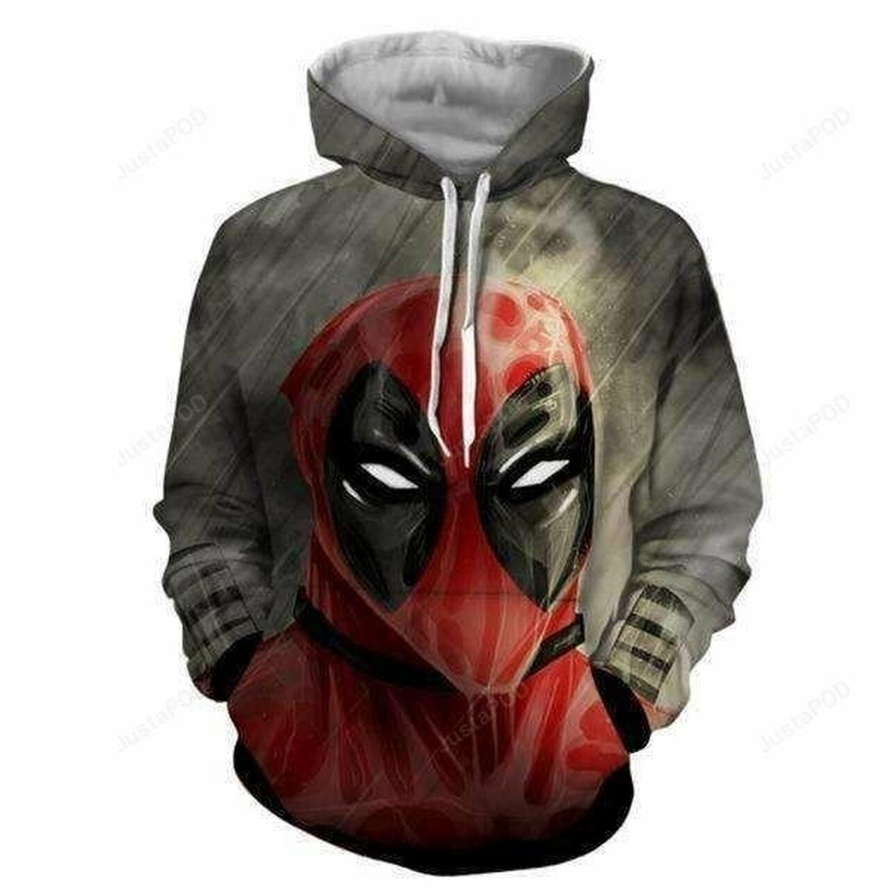 Deadpool Angry Face Gray 3d All Over Print Hoodie