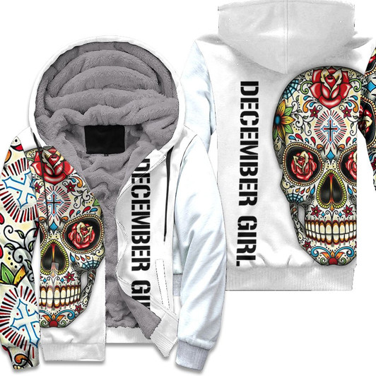 December Girl Skull 3D Fleece Hoodie