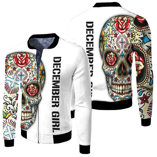 December Girl Skull Fleece Bomber Jacket