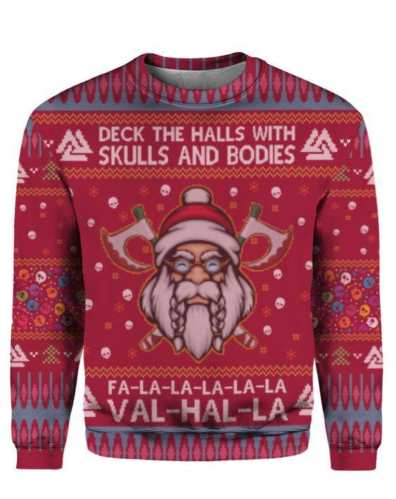 Deck The Halls With Skulls And Bodies Ugly Christmas Sweater Ugly Sweater For Men Women