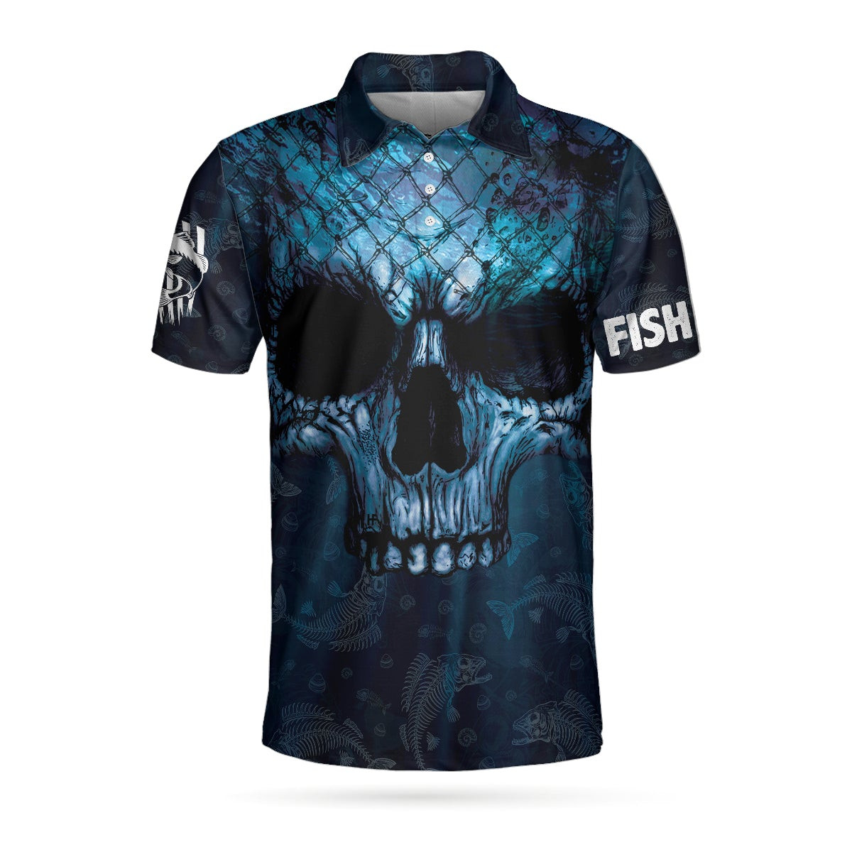 Deep Sea Bass Fishing Skull  Net Polo Shirt Im Bass Man Fishing Polo Shirt Best Fishing Shirt For Men