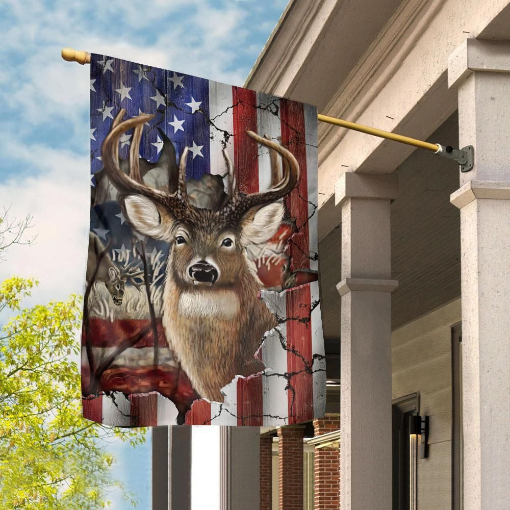 Deer Hunting American Us Flag Garden Flag House Flag