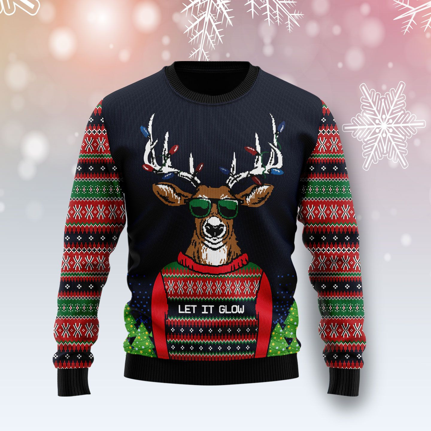 Deer Let It Glow Ugly Christmas Sweater Ugly Sweater For Men Women