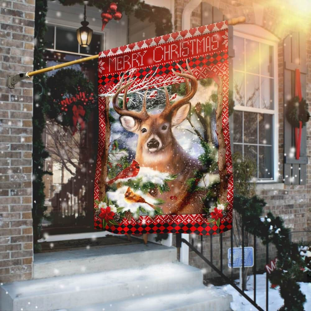 Deer Ugly Sweater Christmas Tree Garden Flag House Flag