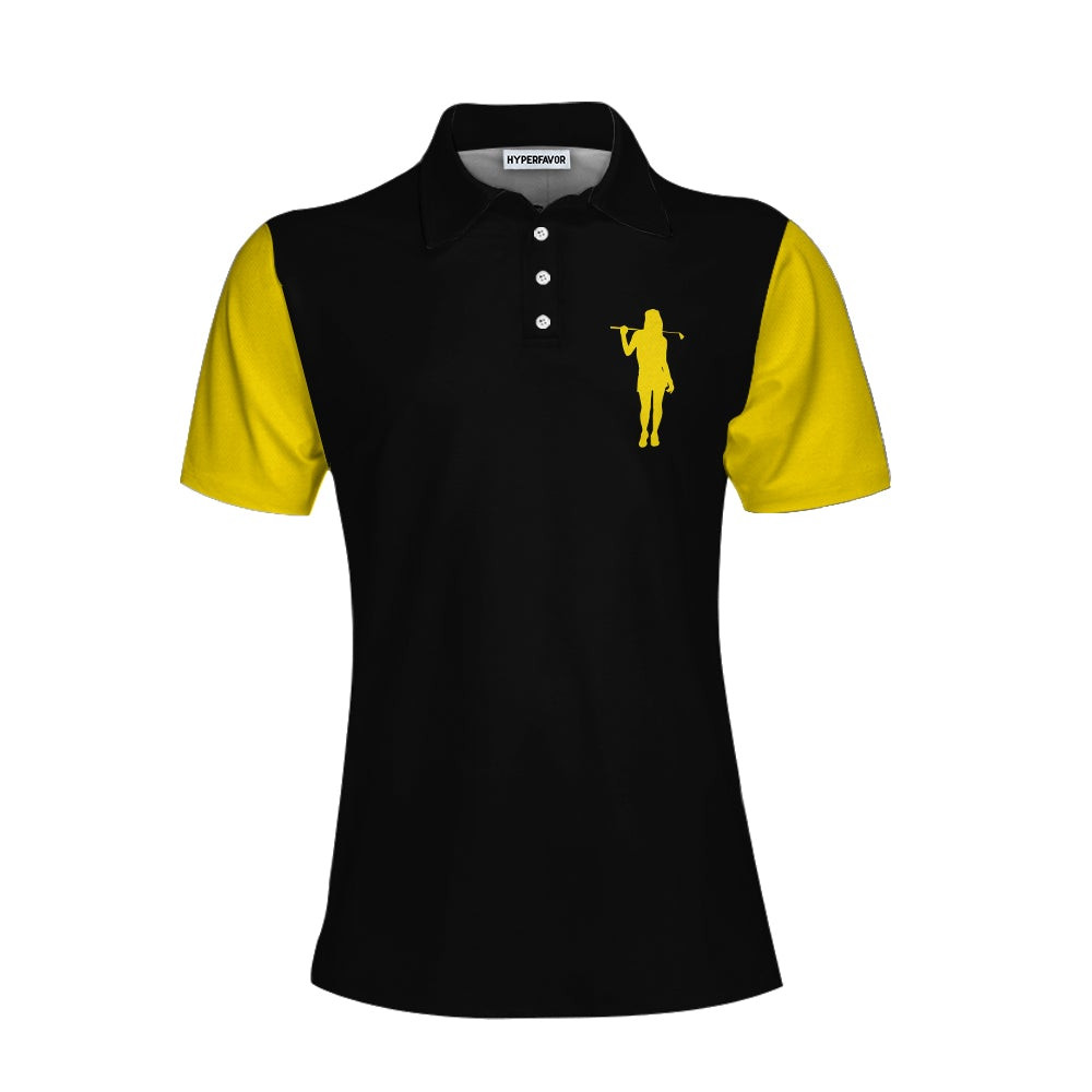 Definition Of Golf Girl Golf Short Sleeve Women Polo Shirt Black And Yellow Golf Shirt For Ladies