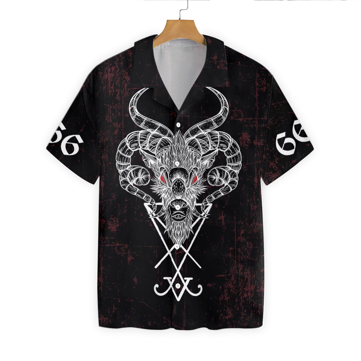 Demon Head With Sigil Satanic Goth Gothic Hawaiian Shirt