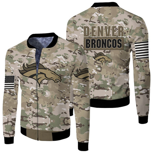Denver Broncos Camo Pattern Fleece Bomber Jacket