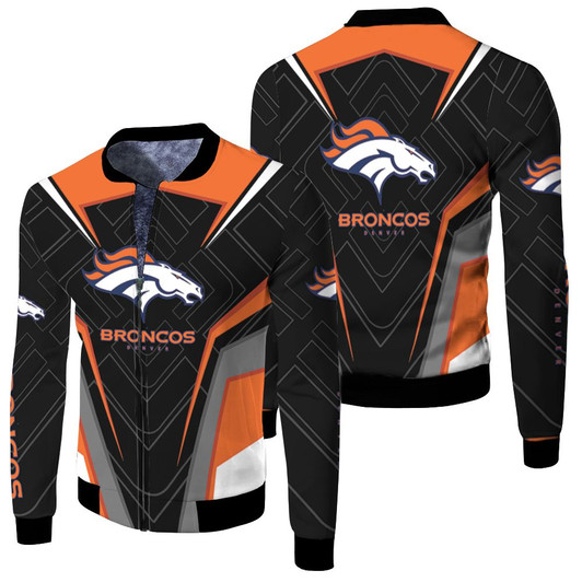 Denver Broncos Hoddie All Printed Fleece Bomber Jacket