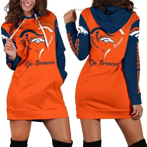 Denver Broncos Hoodie Dress Sweater Dress Sweatshirt Dress 3d All Over Print For Women Hoodie