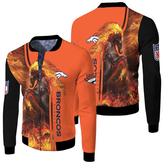 Denver Broncos Horse Nfl Fan For Fan Fleece Bomber Jacket