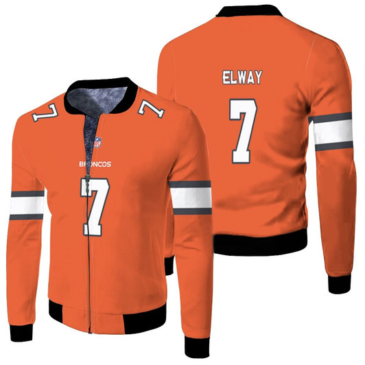 Denver Broncos John Albert Elway Jr 07 Color Rush Orange Match Jersey Style Gift For Broncos Fans Fleece Bomber Jacket