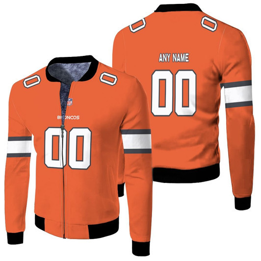 Denver Broncos Personalized 00 Color Rush Orange Match Jersey Style Gift For Broncos Fans Fleece Bomber Jacket