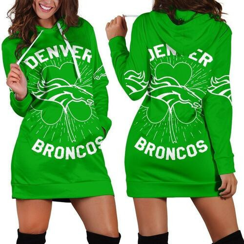 Denver Broncos St Patricks Day Hoodie Dress Sweater Dress Sweatshirt Dress 3d All Over Print For Women Hoodie