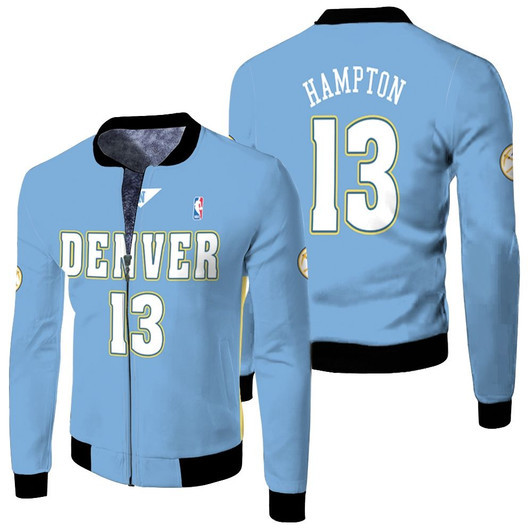 Denver Nuggets R J Hampton 13 2003-04 Light Blue Match Jersey Style Gift For Nuggets Fans Fleece Bomber Jacket