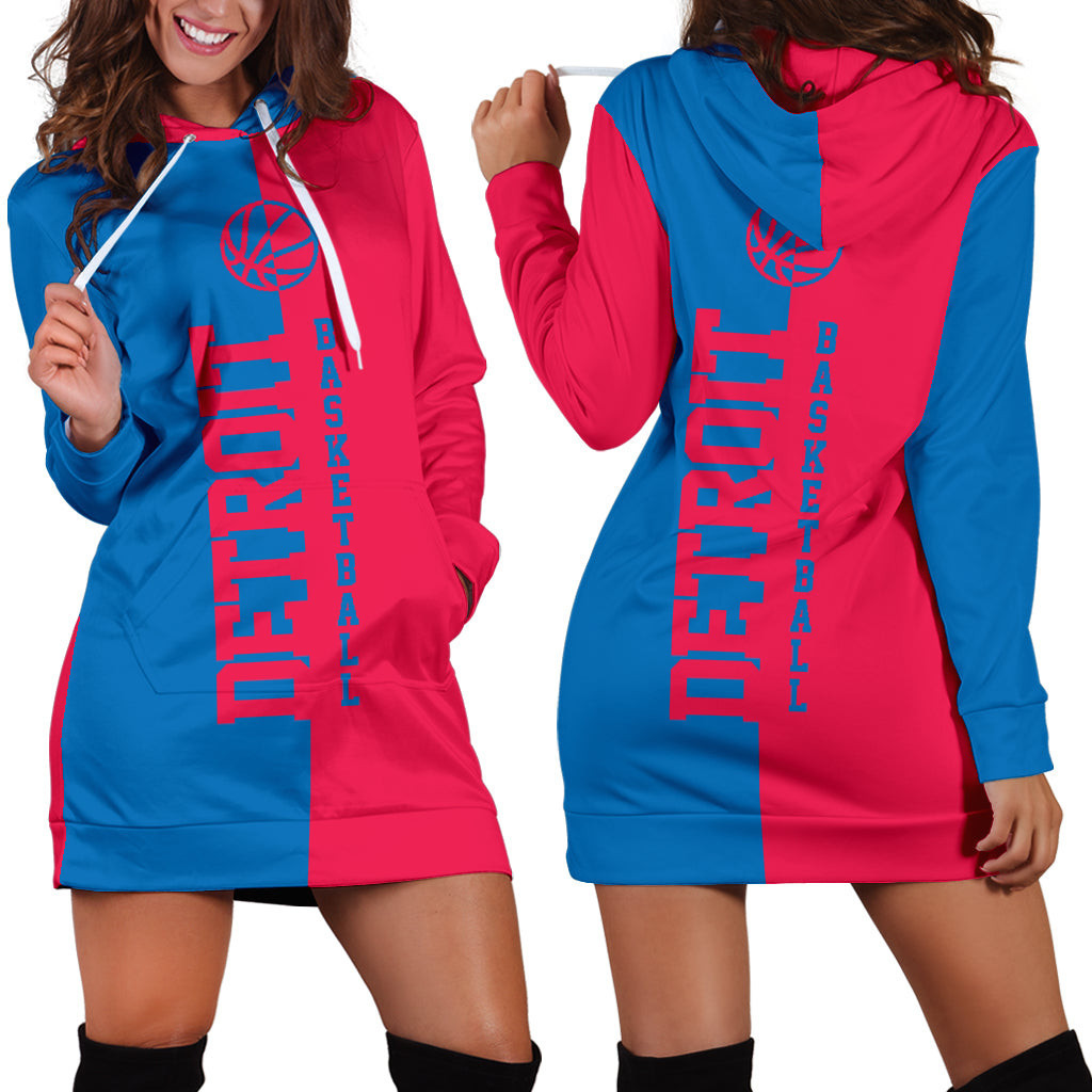 Detroit Basketball Hoodie Dress 3d All Over Print For Women Hoodie