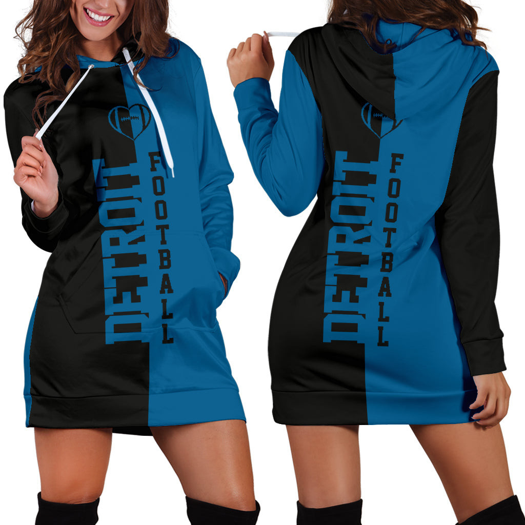 Detroit Football Hoodie Dress 3d All Over Print For Women Hoodie
