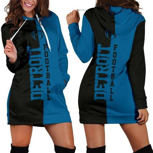 Detroit Football Hoodie Dress Sweater Dress Sweatshirt Dress 3d All Over Print For Women Hoodie