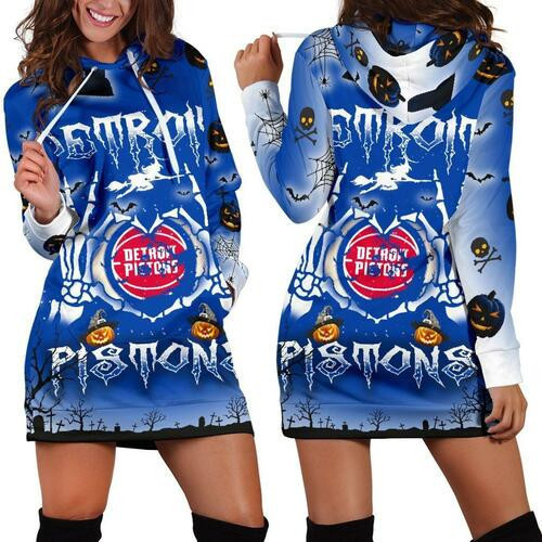 Detroit Pistons Hoodie Dress Sweater Dress Sweatshirt Dress 3d All Over Print For Women For Halloween Hoodie