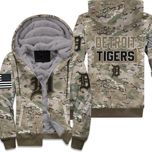 Detroit Tigers Camouflage Veteran 3D Fleece Hoodie