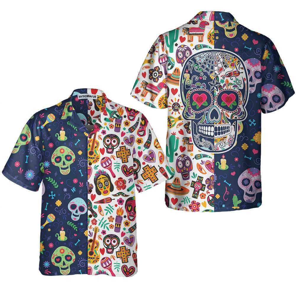 Dia De Los Muertos Mexican Skulls Flower Hawaiian Shirt Best Day Of The Dead Gift