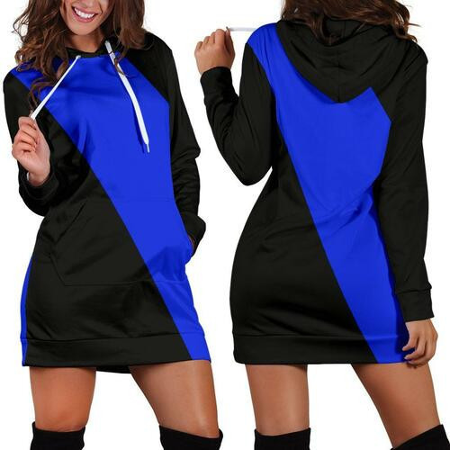 Diagonal Blue Line Hoodie Dress Sweater Dress Sweatshirt Dress 3d All Over Print For Women Hoodie