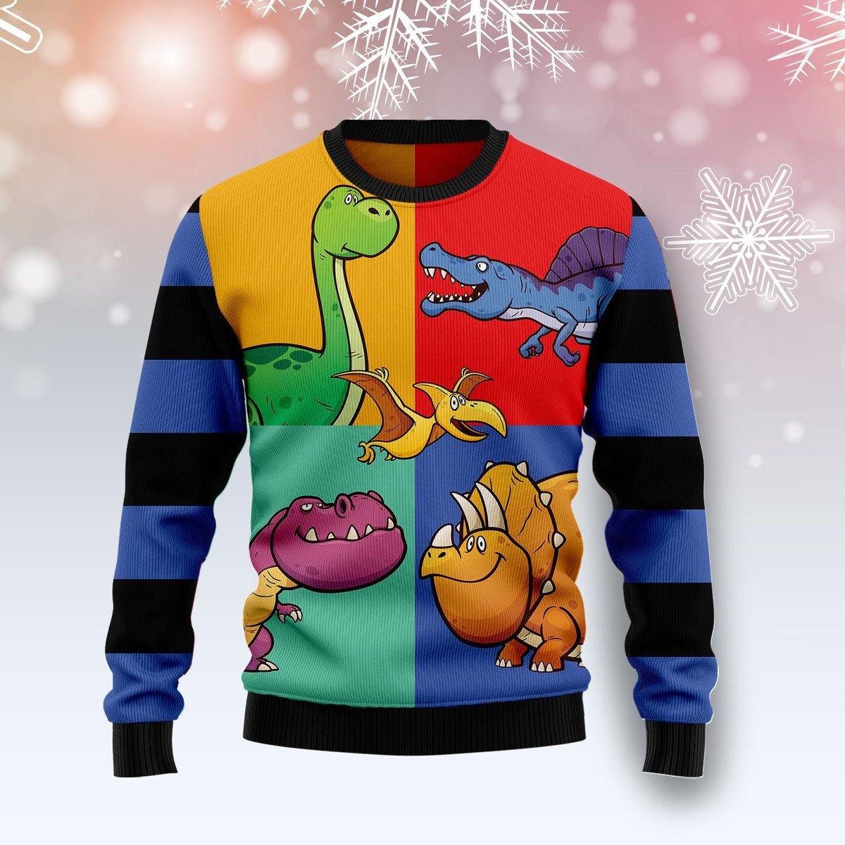 Dinosaur Color Ugly Christmas Sweater Ugly Sweater For Men Women