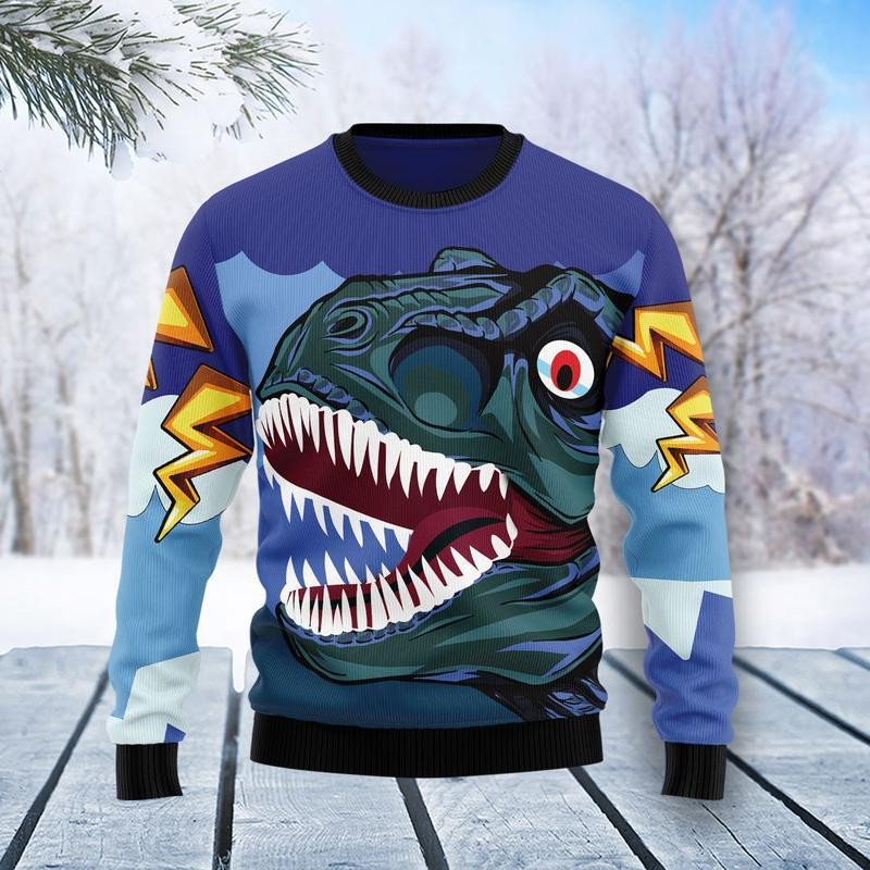 Dinosaur Face Ugly Christmas Sweater Ugly Sweater For Men Women, Holiday Sweater