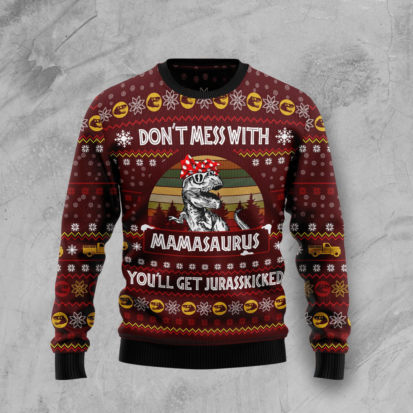 Dinosaur Mom Ugly Christmas Sweater