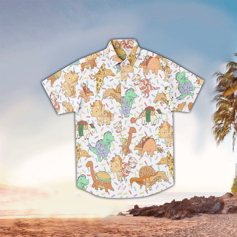 Dinosaurs Apparel Dinosaurs Hawaiian Button Up Shirt for Men and Women