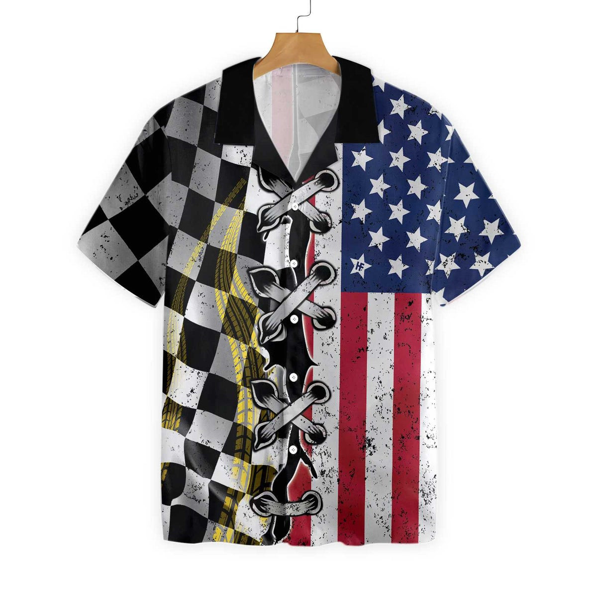 Dirt Track Racing Flag Hawaiian Shirt