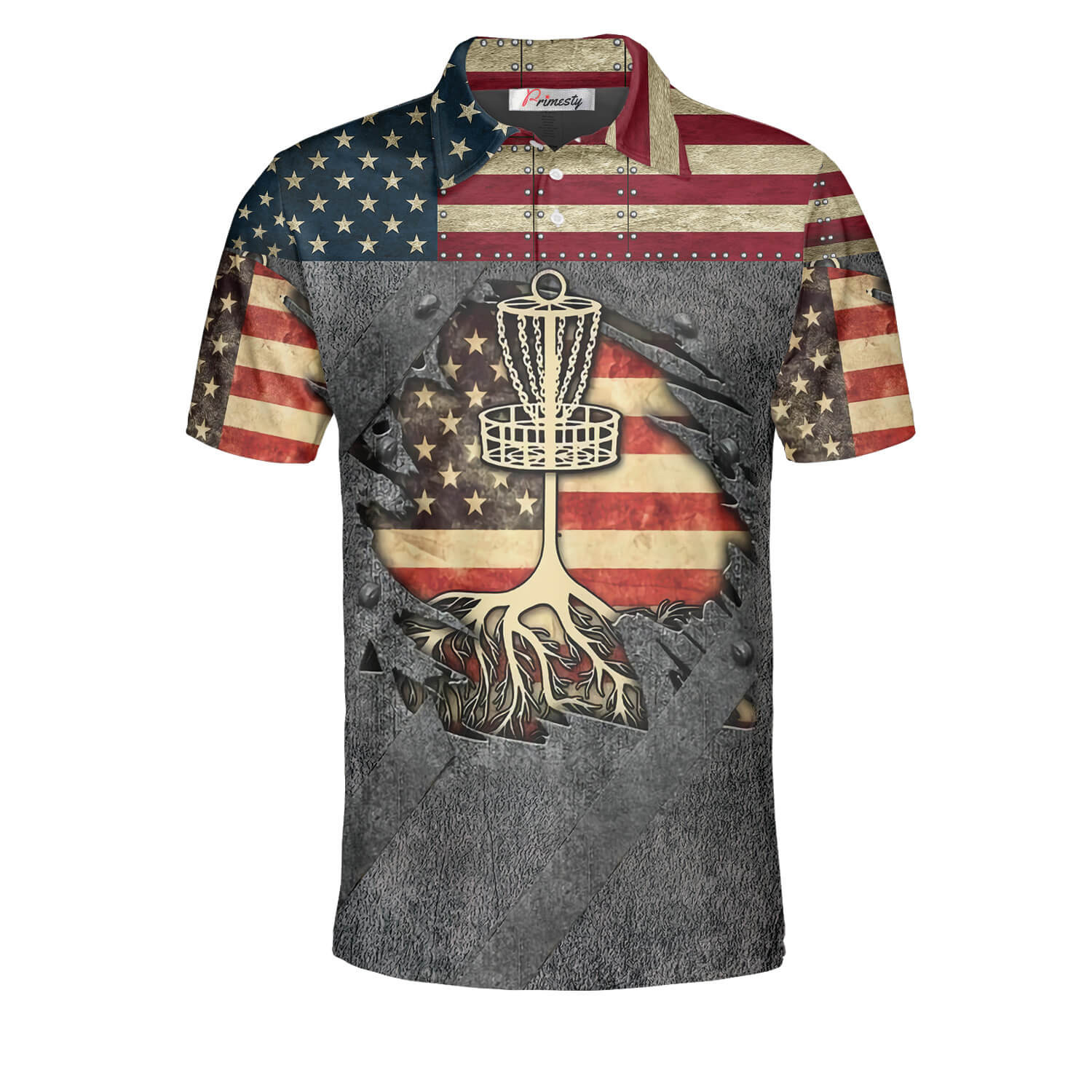 Disc Golf American Flag 3d Disc Golf Shirts for Men Disc Golf Polo Shirt