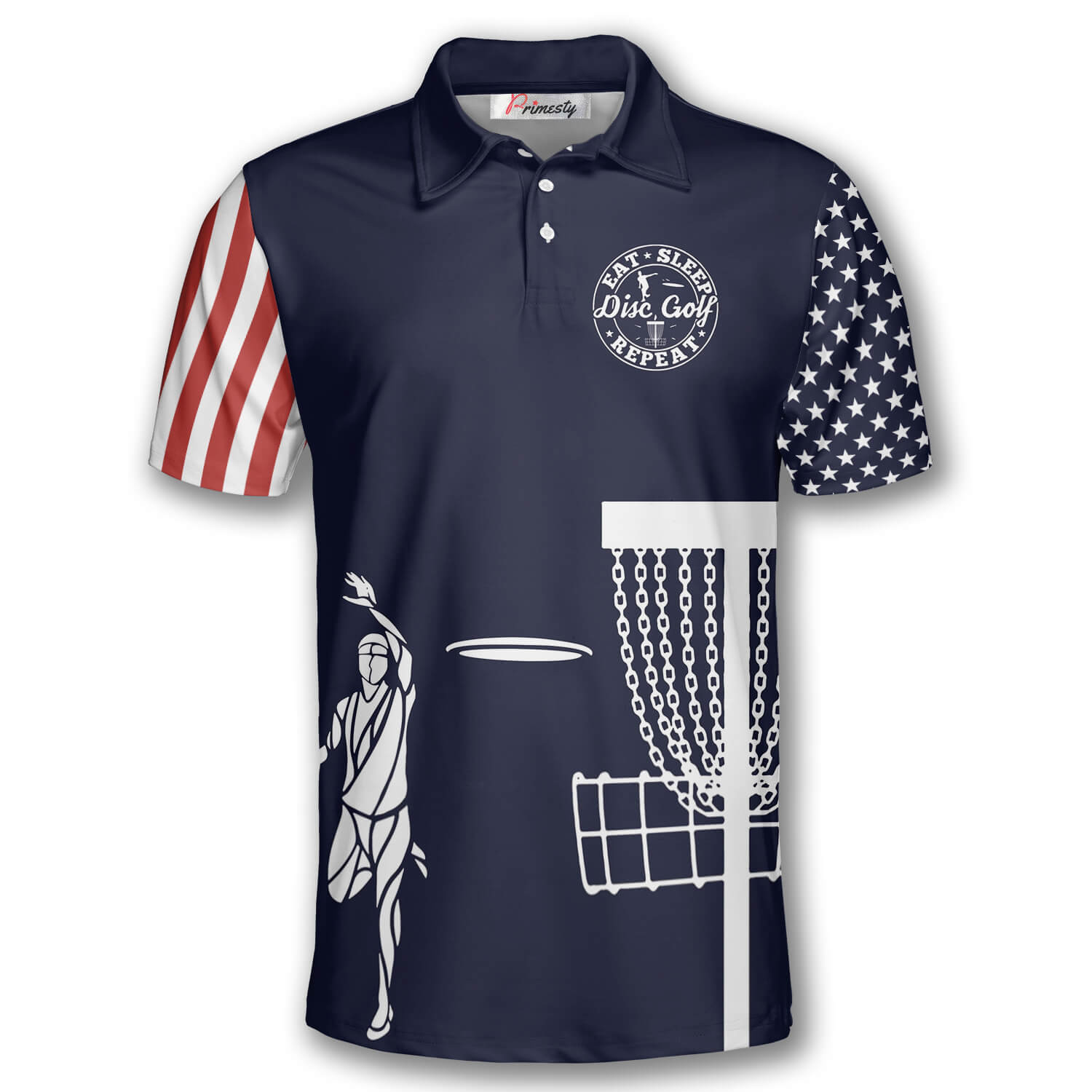Disc Golf American Flag Custom Polo Disc Golf Shirts for Men