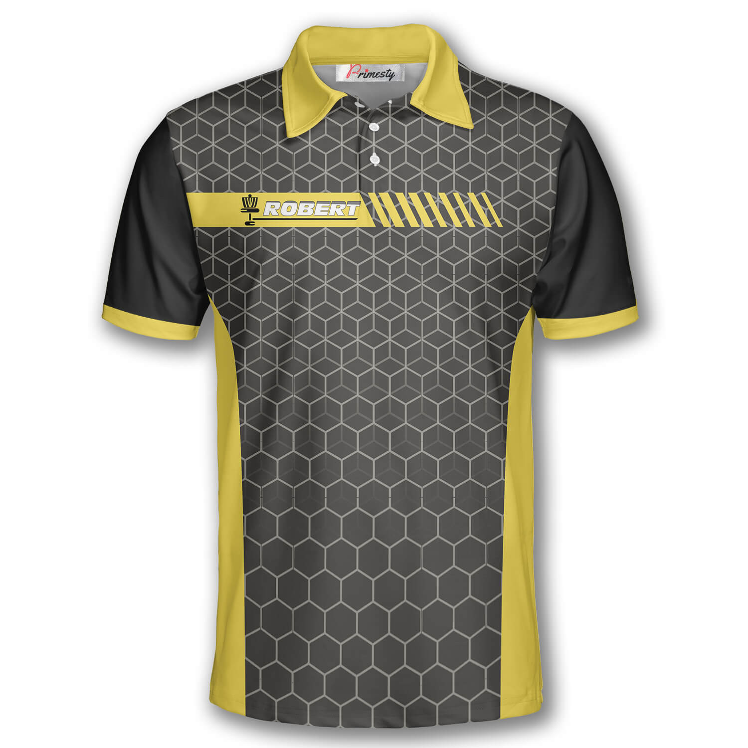 Disc Golf Honeycomb Pattern Custom Polo Disc Golf Shirts for Men