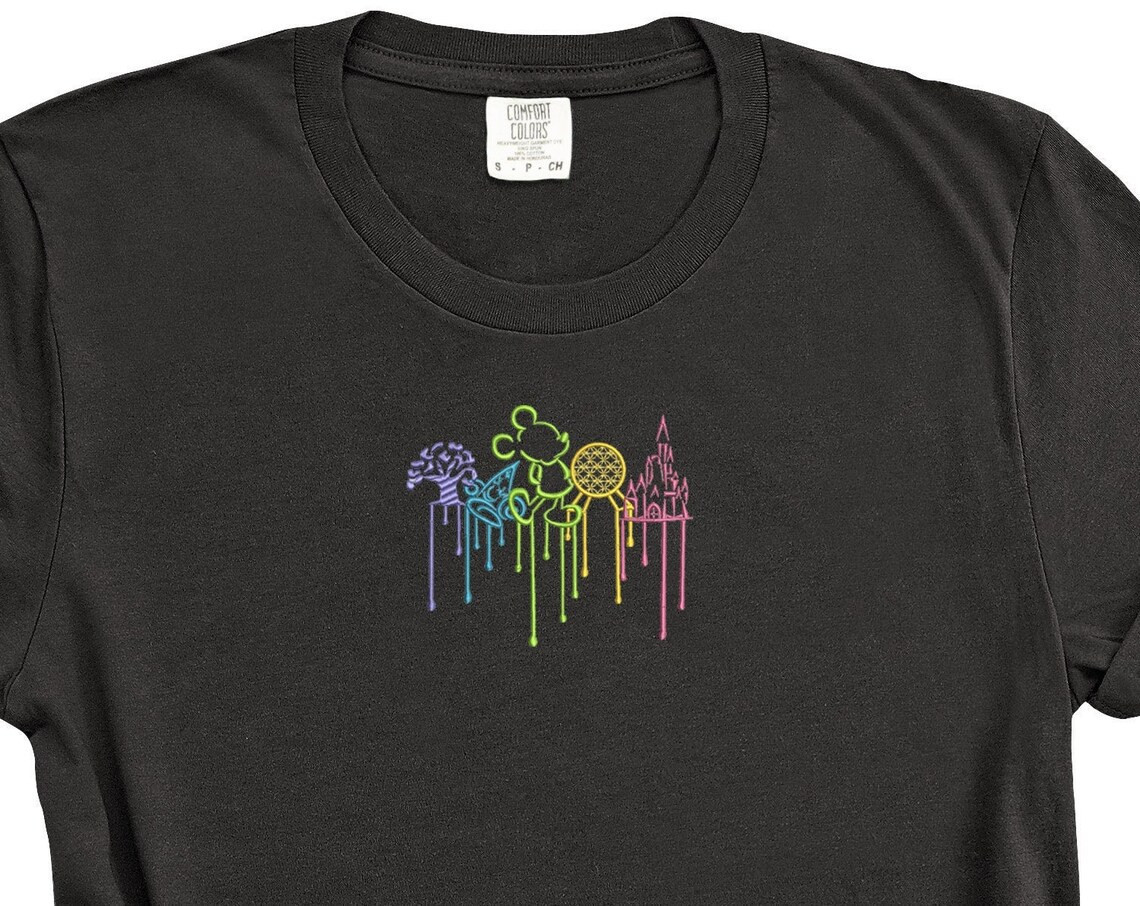 Disney Parks Drip Embroidered Tshirt Disney Parks Embroidered Shirt Parks T Shirt Disney Parks Shirt Disney Tshirt Womens Disney Shirt