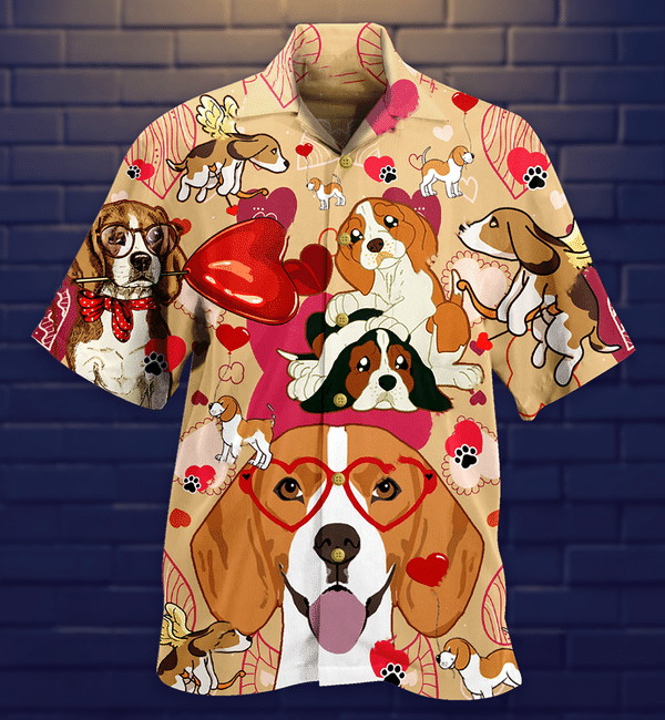 Dog And Valentine Love You Limited Edition - Hawaiian Shirt - Hawaiian Shirt For Men