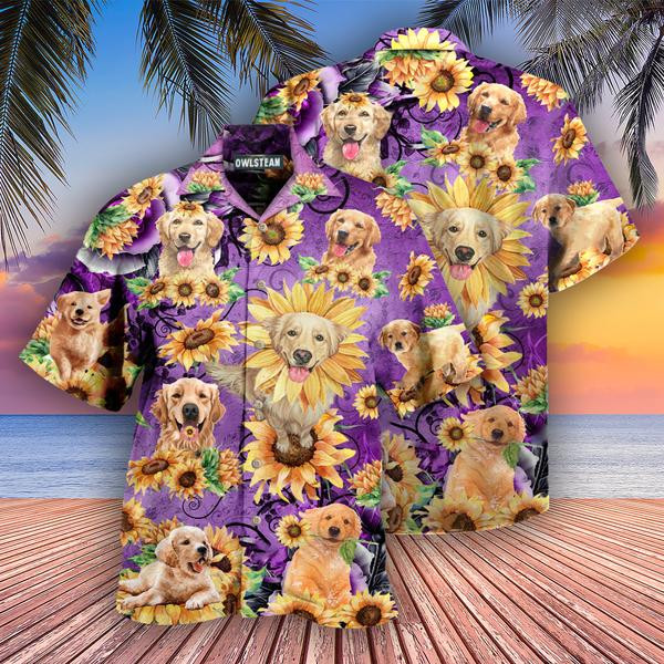 Dog Golden Retriever Be A Sunflower Edition - Hawaiian Shirt - Hawaiian Shirt For Men