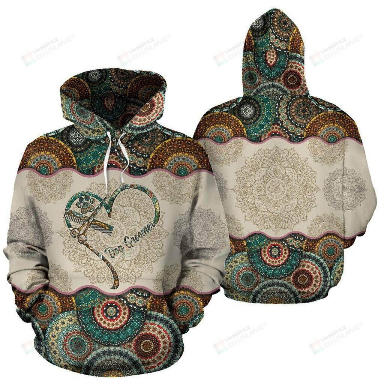 Dog Groomer Vintage Mandala 3d All Over Print Hoodie