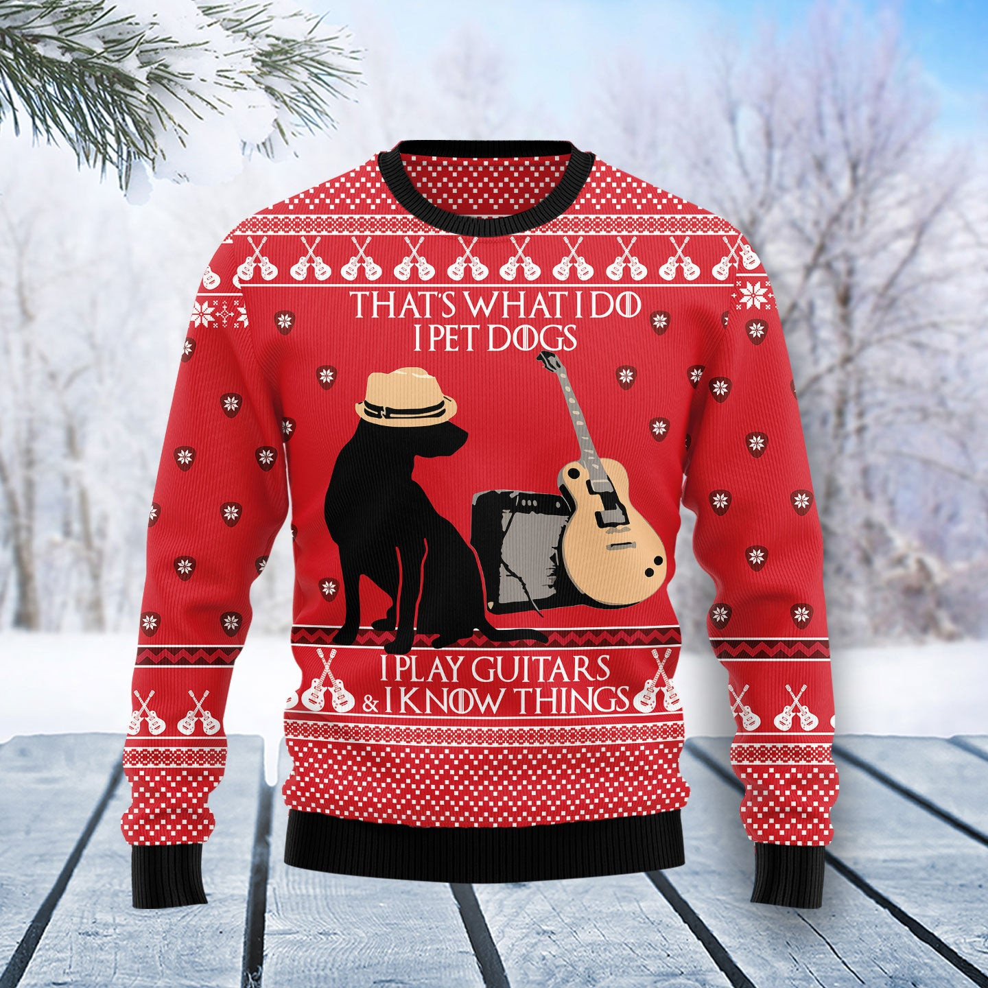 Dog Guitar Christmas Ugly Christmas Sweater, Ugly Sweater For Men Women, Holiday Sweater
