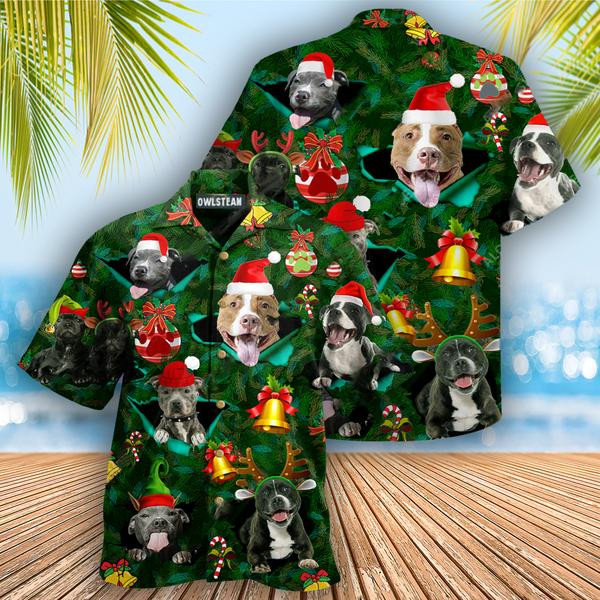 Dog Merry Pit-mas Pitbull Edition - Hawaiian Shirt - Hawaiian Shirt For Men