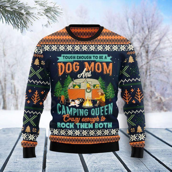 Dog Mom Camping Ugly Christmas Sweater Ugly Sweater For Men Women