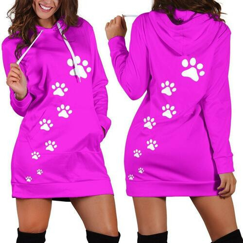 Dog Paws Hoodie Dress Sweater Dress Sweatshirt Dress 3d All Over Print For Women Hoodie