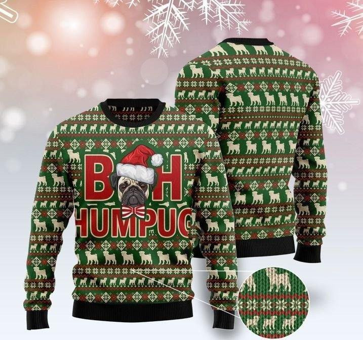 Dog Pug Bah Humbug Ugly Christmas Sweater