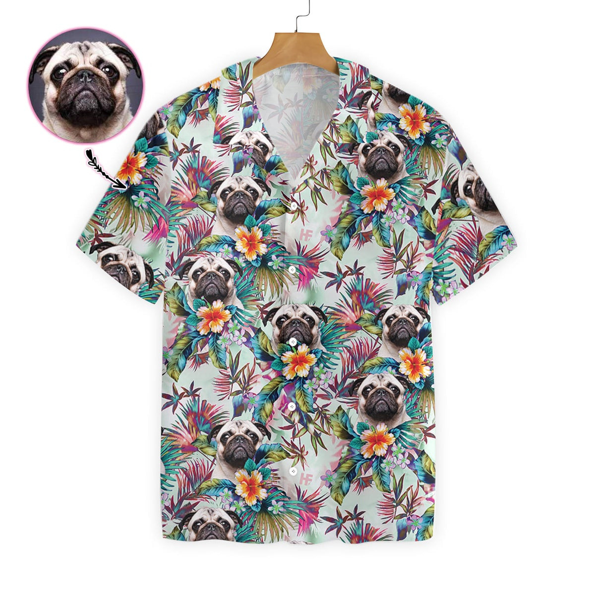 Dog With Tropical Flowers Custom Hawaiian Shirt