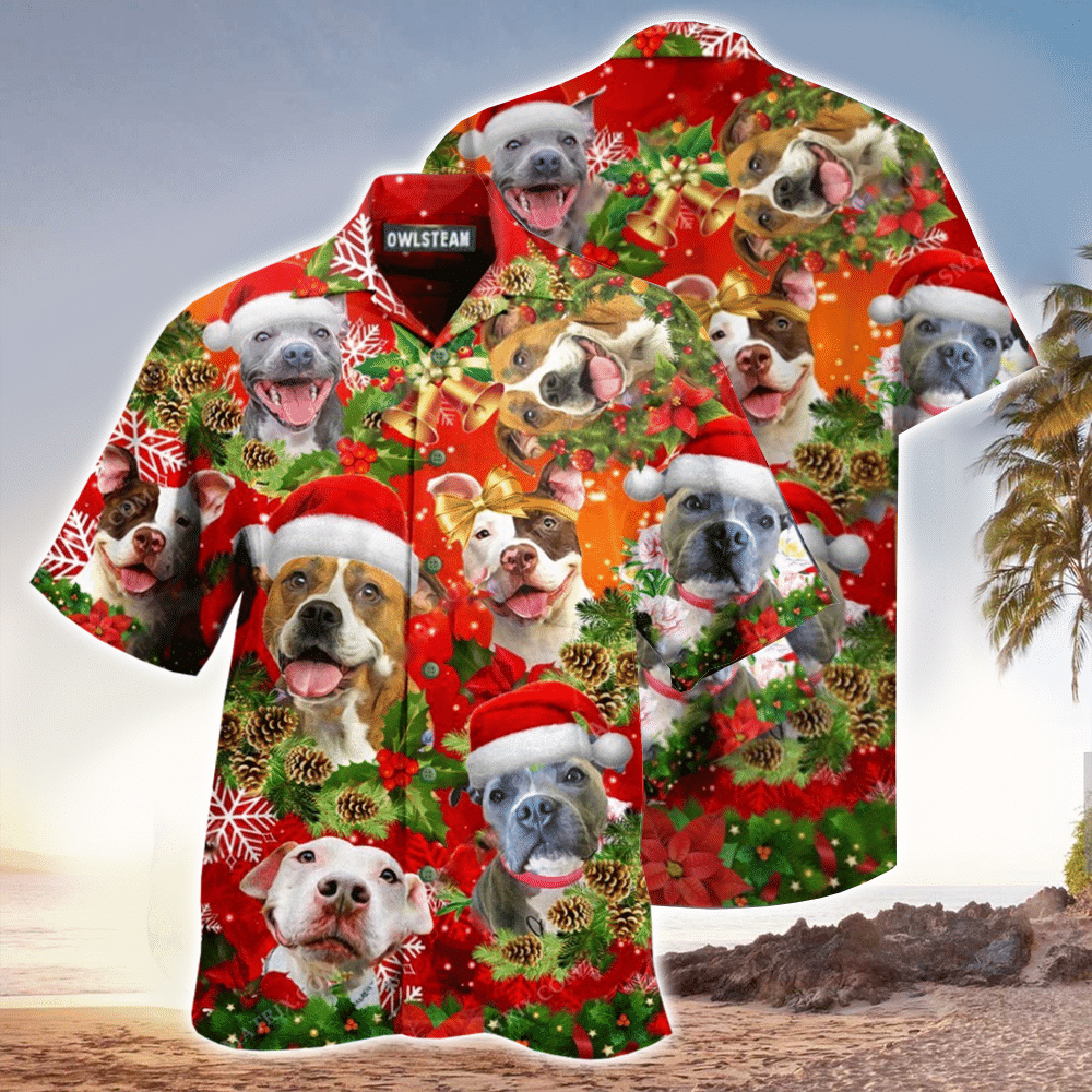 Dogs Christmas PitBulls Are Family Edition Hawaiian Shirt for Men and Women