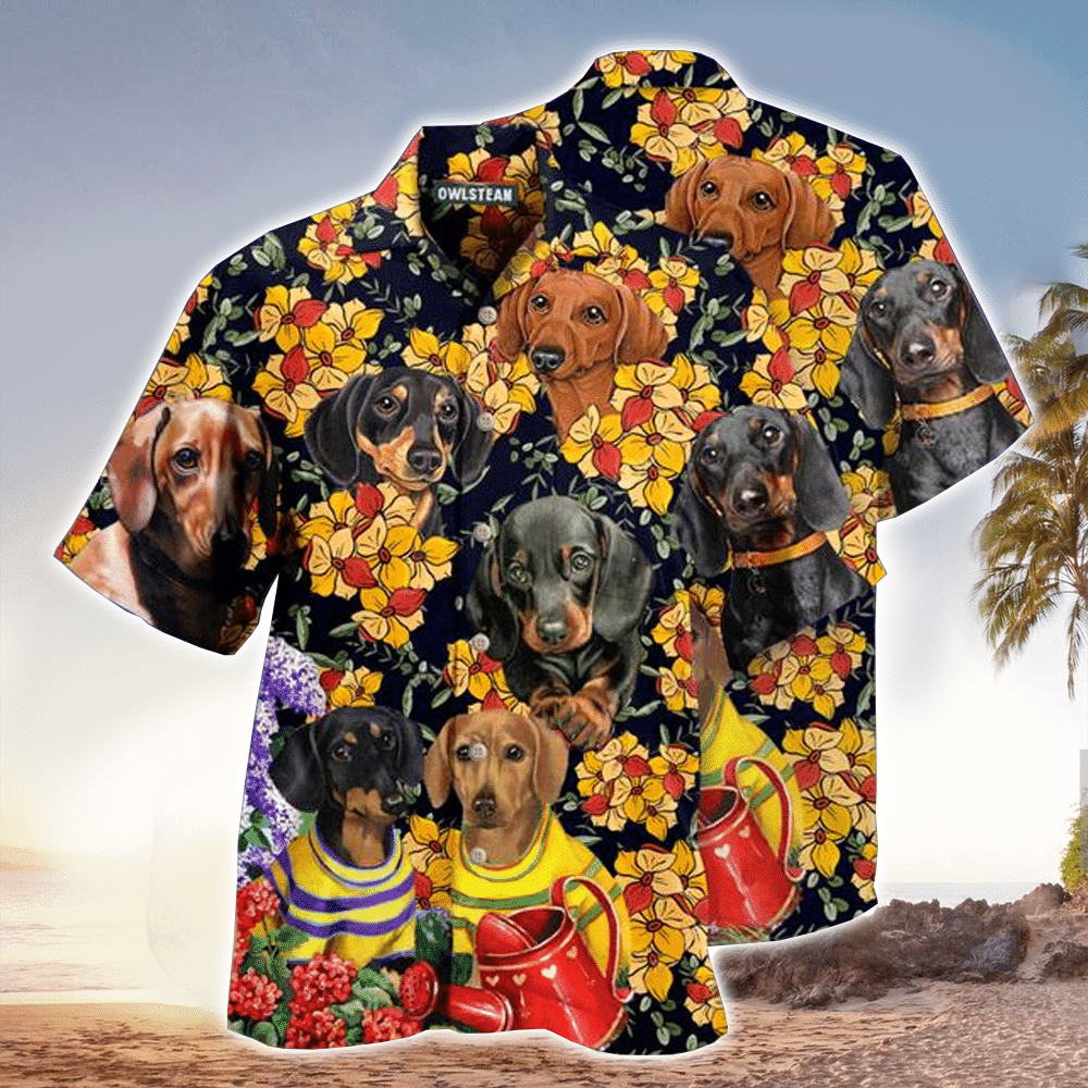 Dogs Dachshund And Flowers Limited Hawaiian Shirt for Men and Women