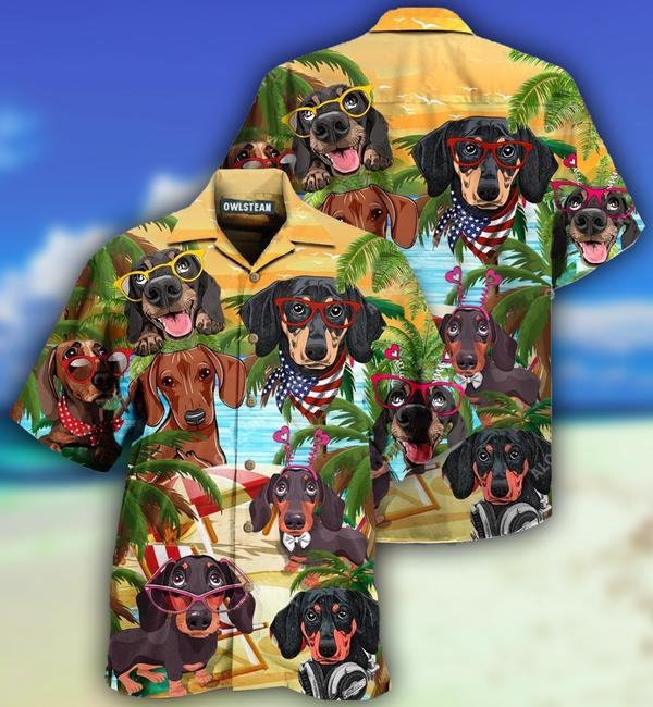 Dogs Dachshund Hawaii Beach Limited - Hawaiian Shirt - Hawaiian Shirt For Men