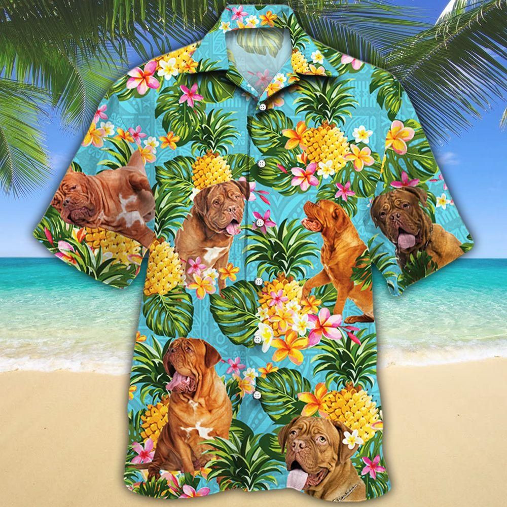 Dogue De Bordeaux Dog Lovers Pineapple Aloha Hawaiian Shirt Colorful Short Sleeve Summer Beach Casual Shirt For Men And Women