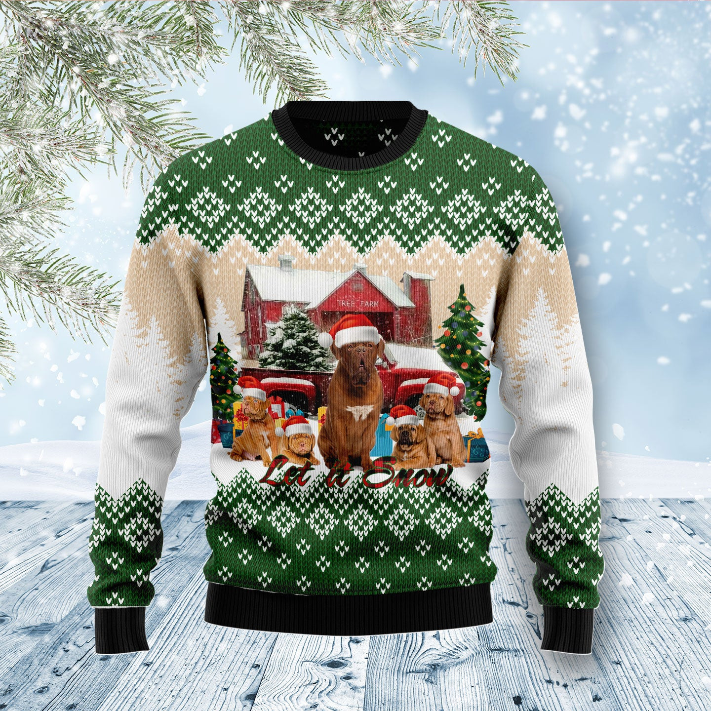 DogueUgly Sweaterde Bordeaux Let It Snow Ugly Christmas Sweater