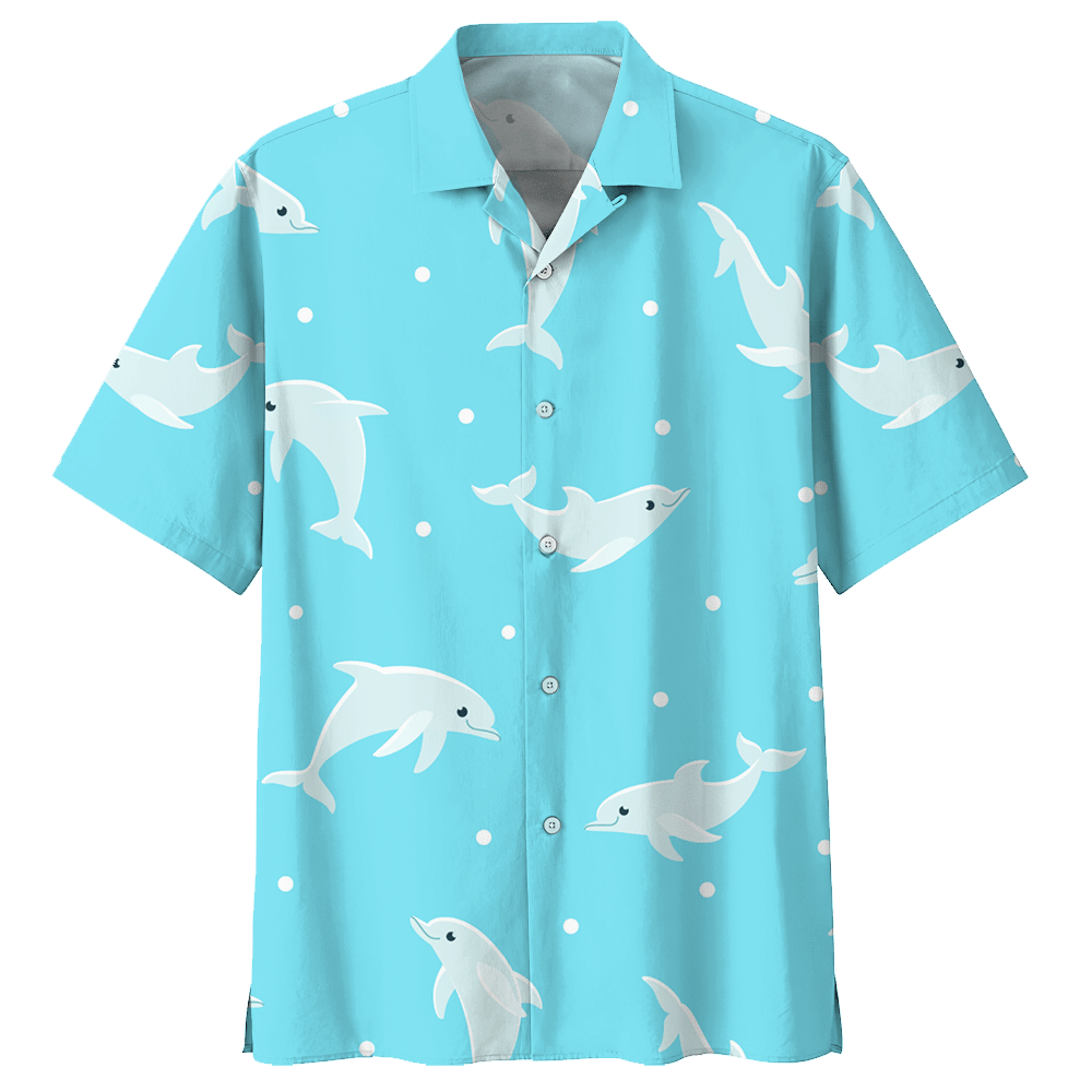 Dolphin Aloha Hawaiian Shirt Colorful Short Sleeve Summer Beach Casual Shirt For Men And Women